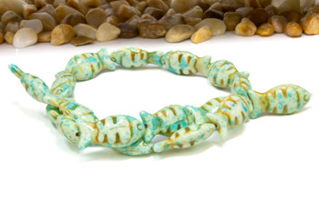 Ceramic Polished Turquoise 11x24mm Fish