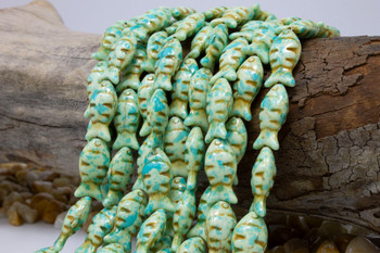Ceramic Polished Turquoise 11x24mm Fish