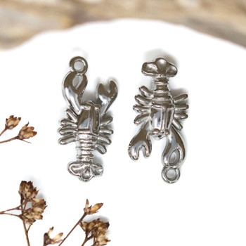 Silver Plated Stainless Steel 22x10mm Lobster Charm