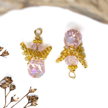 Beaded Angel Crystal 22x15mm Pendant