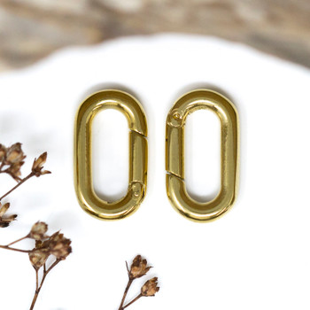 14K Gold Plated Stainless Steel 18.5x10mm Spring Gate Oval Ring
