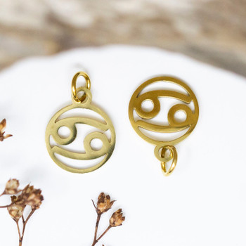Gold Plated Stainless Steel 11mm Cancer Zodiac Charm