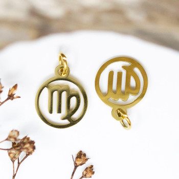 Gold Plated Stainless Steel 11mm Virgo Zodiac Charm