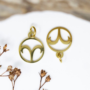 Gold Plated Stainless Steel 11mm Aries Zodiac Charm