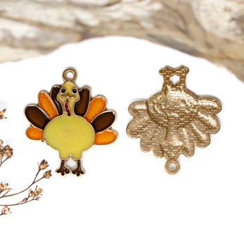 Gold Plated Enamel Alloy 29mm Turkey Charm