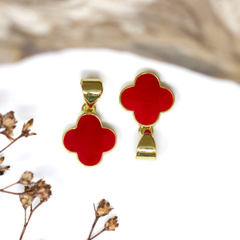 Gold Plated Enamel 10mm Red Clover Charm