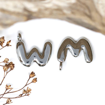 Platinum Plated Letter "W" Charm