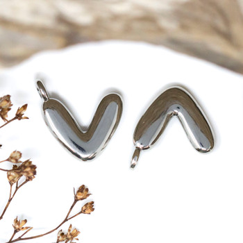 Platinum Plated Letter "V" Charm