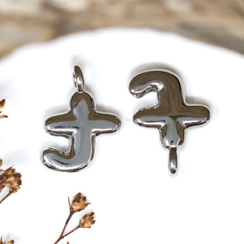 Platinum Plated Letter "T" Charm