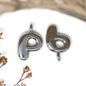 Platinum Plated Letter "P" Charm
