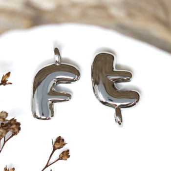 Platinum Plated Letter "F" Charm