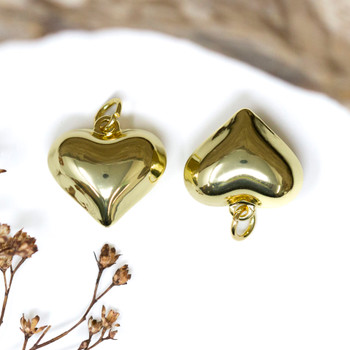 Gold Plated 15mm Puffy Heart Charm