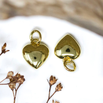 Gold Plated 9mm Puffy Heart Charm
