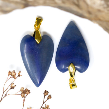 Blue Aventurine Gold Plated Polished 20x30mm Heart Pendant