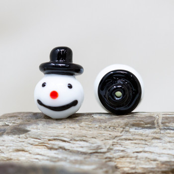 Lampwork Glass 19x14mm Snowman Bead