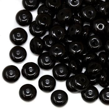 Jade Polished 5x8mm Rondelle - Black - Sold Individually