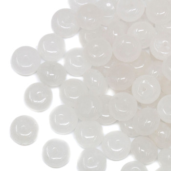 Jade Polished 5x8mm Rondelle - White - Sold Individually