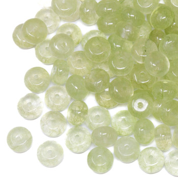Jade Polished 5x8mm Rondelle - Dyed Light Olive - Sold Individually
