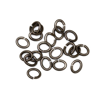 Gunmetal Plated Small Oval Jump Rings - OPEN - 20 Pieces