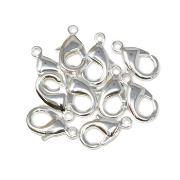 Silver Plated 15x8mm Lobster Clasp - 10 Pieces