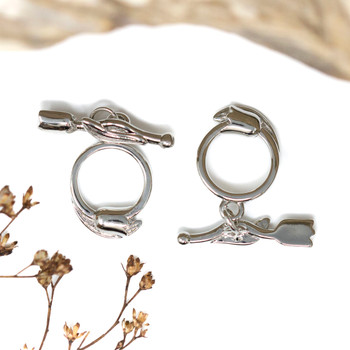Silver Plated 13x16mm Rose Toggle Clasp