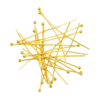 18kt Gold Plated 35mm 24 Gauge Ball End Head Pins - 20 Pieces