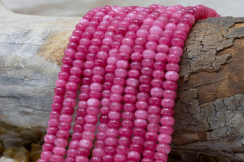 Jade Polished 4x6mm Smooth Rondelle - Dyed Cranberry