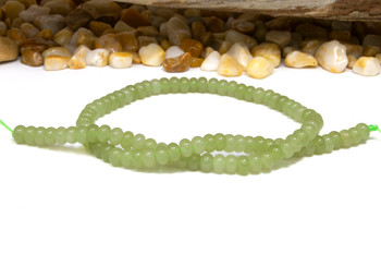 Jade Polished 4x6mm Smooth Rondelle - Dyed Olive