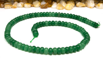 Jade Polished 4x6mm Smooth Rondelle - Dyed Green