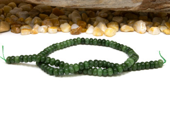 Jade Polished 4x6mm Smooth Rondelle - Dyed Forest Green