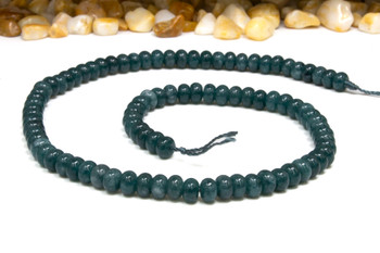Jade Polished 4x6mm Smooth Rondelle - Dyed Dark Eucalyptus