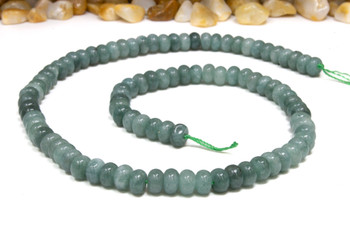 Jade Polished 4x6mm Smooth Rondelle - Dyed Sage Grey
