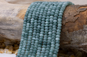 Jade Polished 4x6mm Smooth Rondelle - Dyed Sage Grey