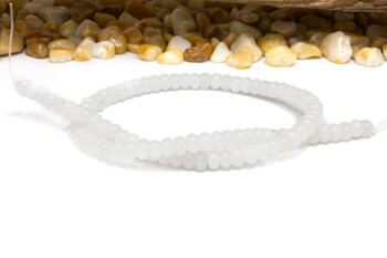 Jade Polished 4x6mm Smooth Rondelle - Dyed White