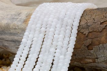 Jade Polished 4x6mm Smooth Rondelle - Dyed White