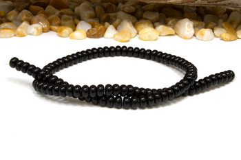 Jade Polished 4x6mm Smooth Rondelle - Dyed Black