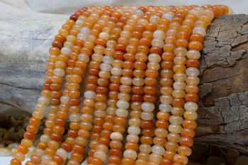 Jade Polished 4x6mm Smooth Rondelle - Dyed Tangerine Mix