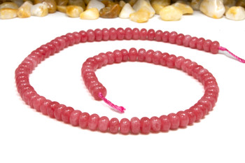 Jade Polished 4x6mm Smooth Rondelle - Dyed Dark Coral