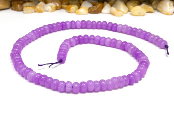 Jade Polished 4x6mm Smooth Rondelle - Dyed Vibrant Orchid