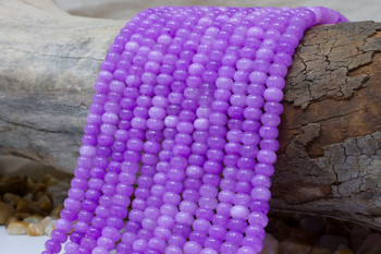 Jade Polished 4x6mm Smooth Rondelle - Dyed Vibrant Orchid