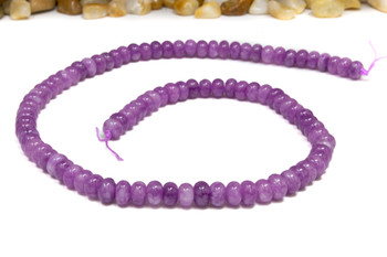 Jade Polished 4x6mm Smooth Rondelle - Dyed Orchid