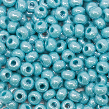 Size 6 Czech Seed Beads -- 637 Blue Turquoise Luster