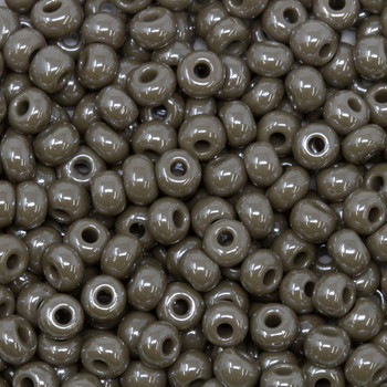 Size 6 Czech Seed Beads -- 1 Grey Luster