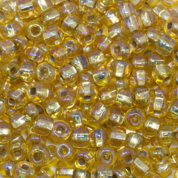 Size 6 Czech Seed Beads -- 795 Light Topaz Rainbow / Silver Lined