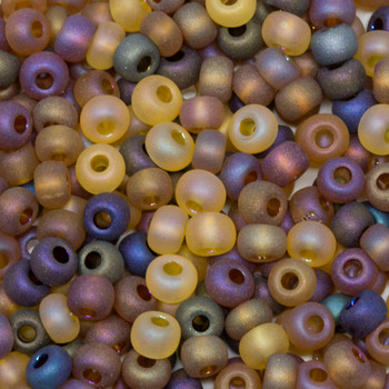 Size 6 Czech Seed Beads -- 676 Tortoise Matte Rainbow