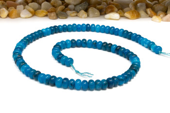 Jade Polished 4x6mm Smooth Rondelle - Dyed Medium Capri Blue