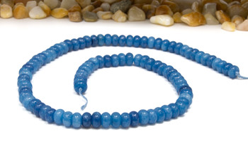 Jade Polished 4x6mm Smooth Rondelle - Dyed Dark Blue Teal