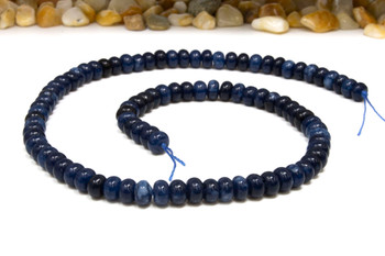 Jade Polished 4x6mm Smooth Rondelle - Dyed Navy Blue