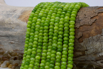 Jade Polished 4x6mm Smooth Rondelle - Dyed Lime