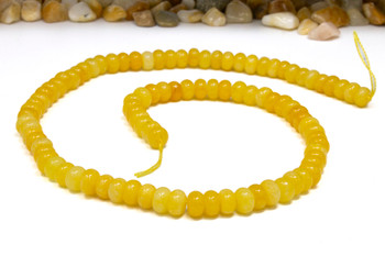 Jade Polished 4x6mm Smooth Rondelle - Dyed Yellow